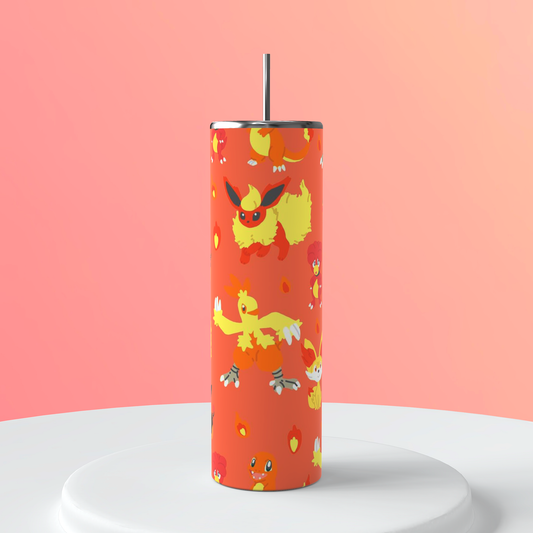 20oz Fire Pokémon Tumbler featuring fire pokémon inspired artwork