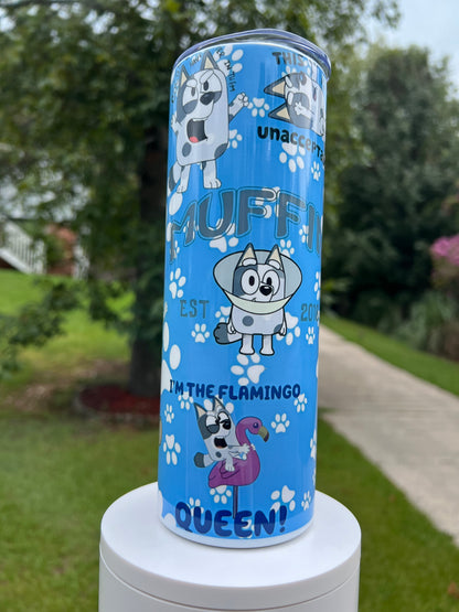 20oz Sassy Bluey Puppy Tumbler | Funny featuring bluey sassy puppy inspired artwork