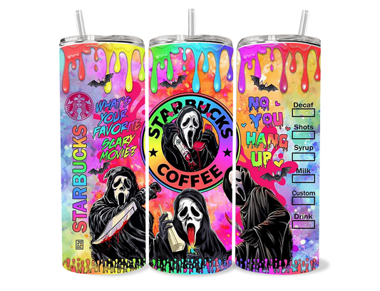 Ghostface Starbucks Inspired 20oz Horror Coffee Tumbler Cup