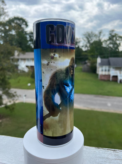 20oz Godzilla vs Kong Tumbler | Monster Movies featuring godzilla kong monsterverse inspired artwork