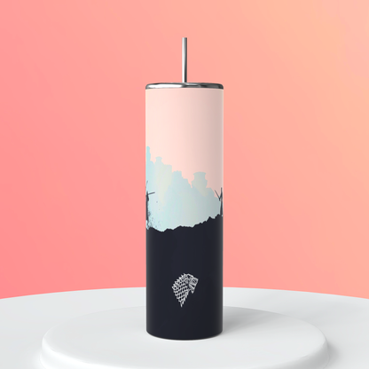 Game of Thrones Jon Snow Tumbler 20oz | White Wolf Cup | Fantasy Stark Aesthetic Drinkware featuring the design artwork