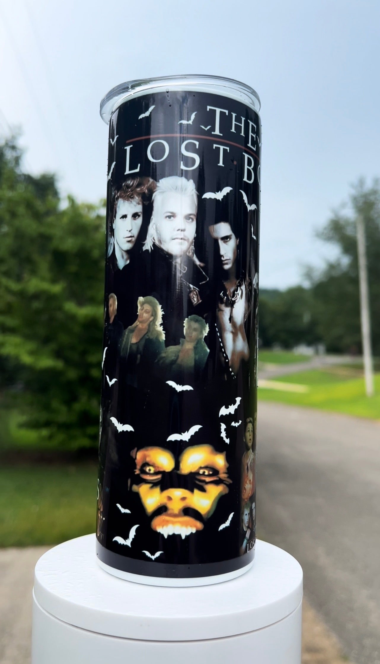 The Lost Boys 80s Horror Cult Classic 20oz Skinny Tumbler featuring the design artwork