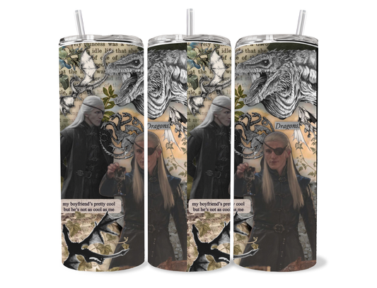 Aemond & Vhagar 20oz House of the Dragon Tumbler featuring fandom-inspired artwork