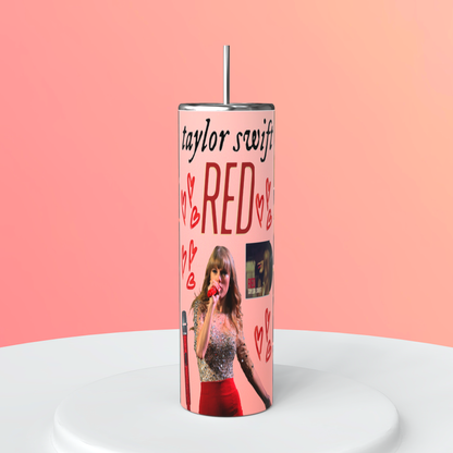 20oz Taylor Swift Red Tumbler featuring taylor swift red inspired artwork