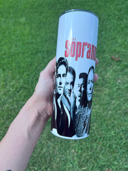 20oz The Sopranos Cast Collage Tumbler featuring the sopranos inspired artwork