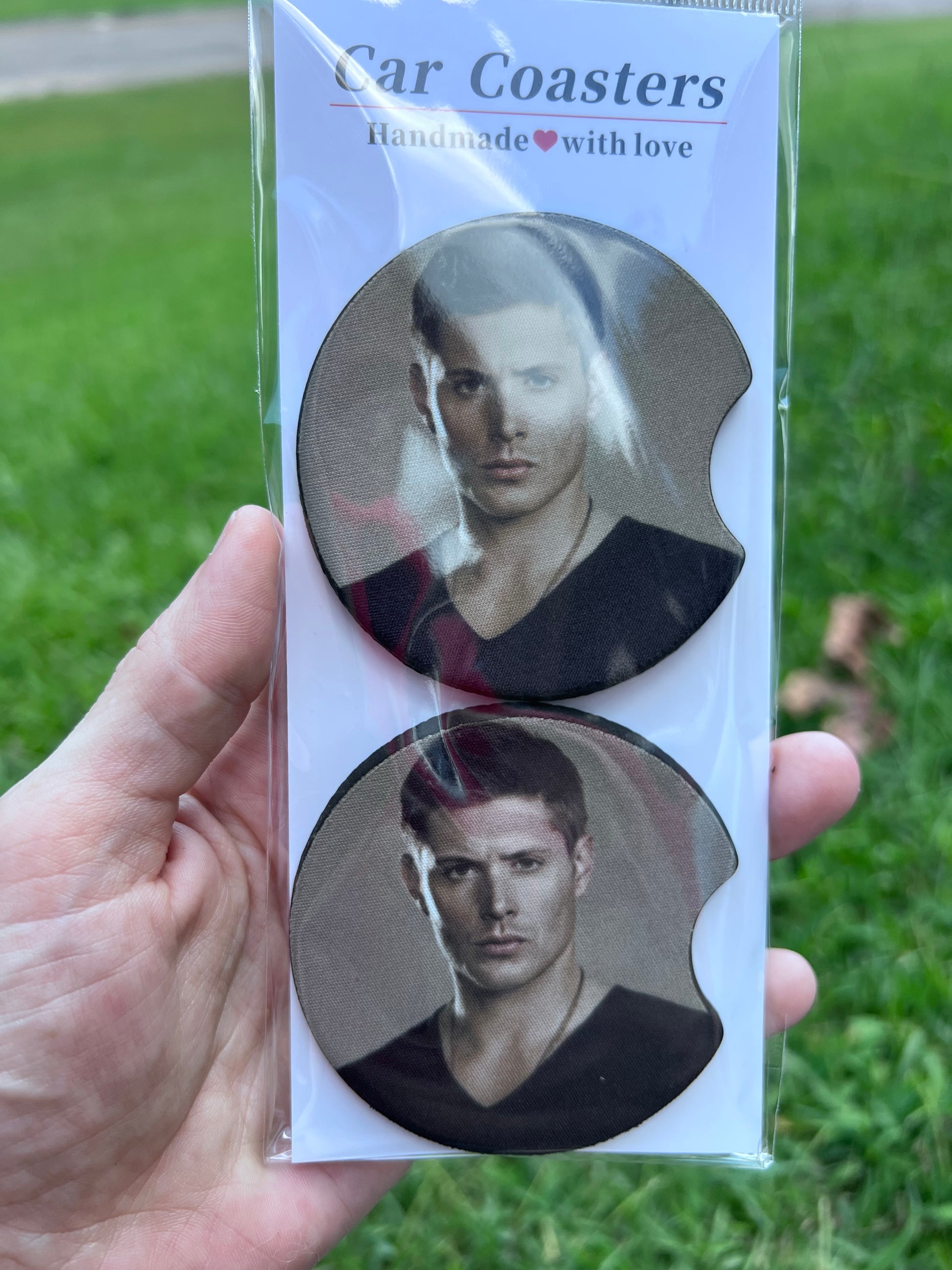 Supernatural Car Coaster Set | Dean Winchester Inspired Car Accessories | TV Show Fan Gift | Absorbent Coasters Set of 2 featuring the design artwork
