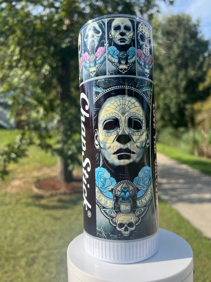 Horror Icons ChapStick Tumbler | Ghostface Jason Michael Myers featuring the themed design