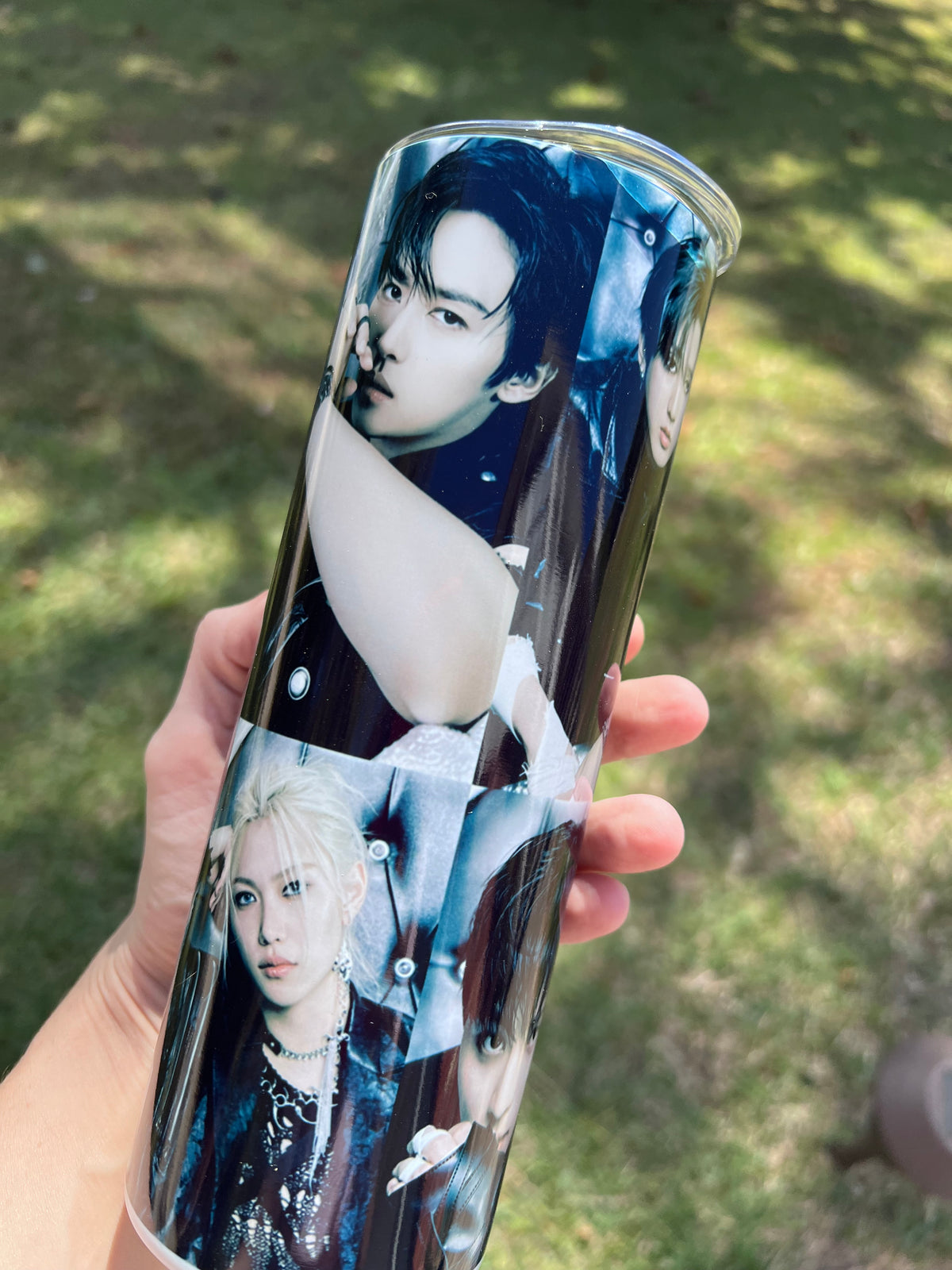 KimTheGrimm Stray Kids SKZ dark concept member photo collage 20oz stainless steel tumbler cup.