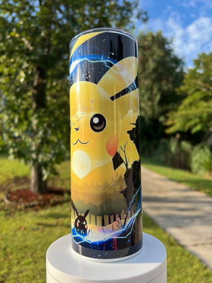 20oz Electric Pikachu Pokémon Tumbler featuring pokémon pikachu inspired artwork