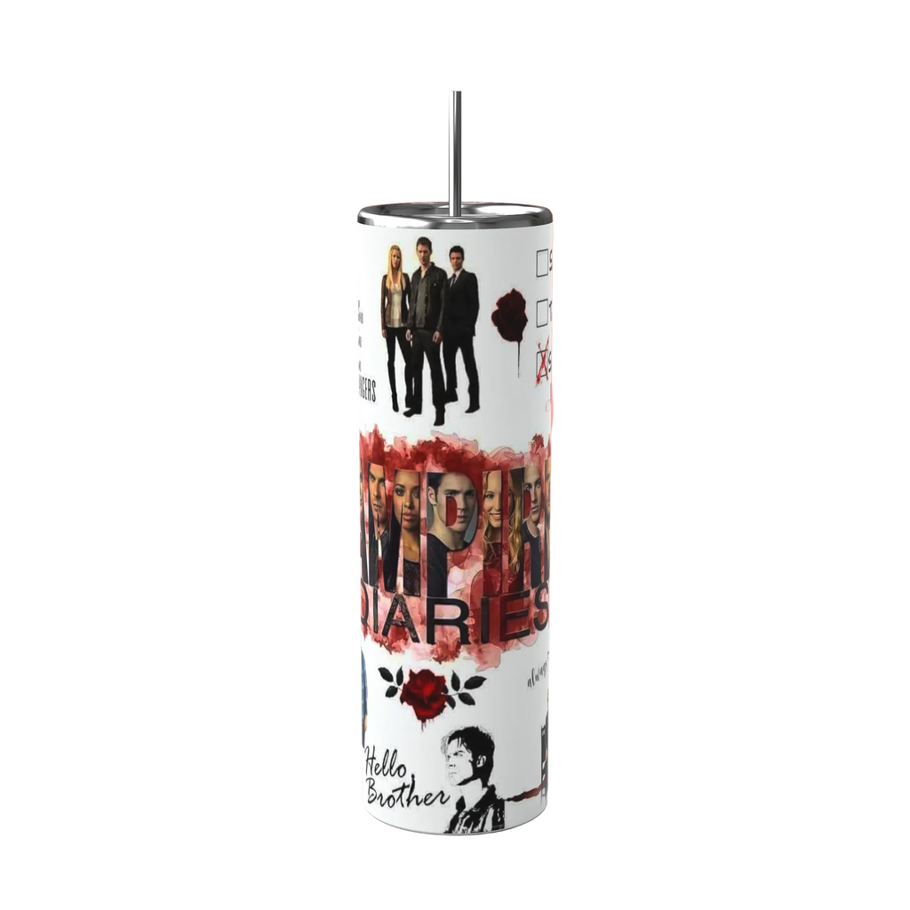 The Vampire Diaries 20oz Skinny Tumbler | Damon & Stefan Inspired TVD Cup | Mystic Falls Aesthetic Drinkware