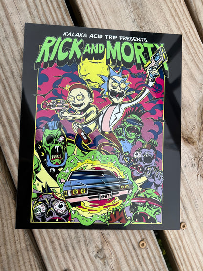 8x10 Rick & Morty Aluminum Sign featuring rick and morty inspired artwork