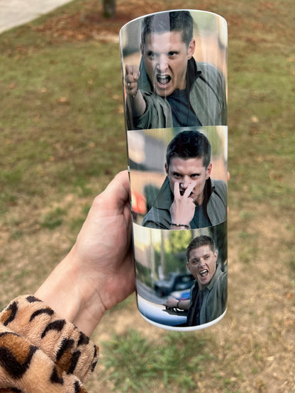 20oz Dean Winchester Tumbler | Supernatural featuring dean winchester supernatural inspired artwork