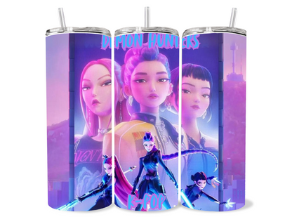 20oz K-Pop Demon Hunters Girl Group Tumbler | Neon featuring k-pop demon hunters inspired artwork