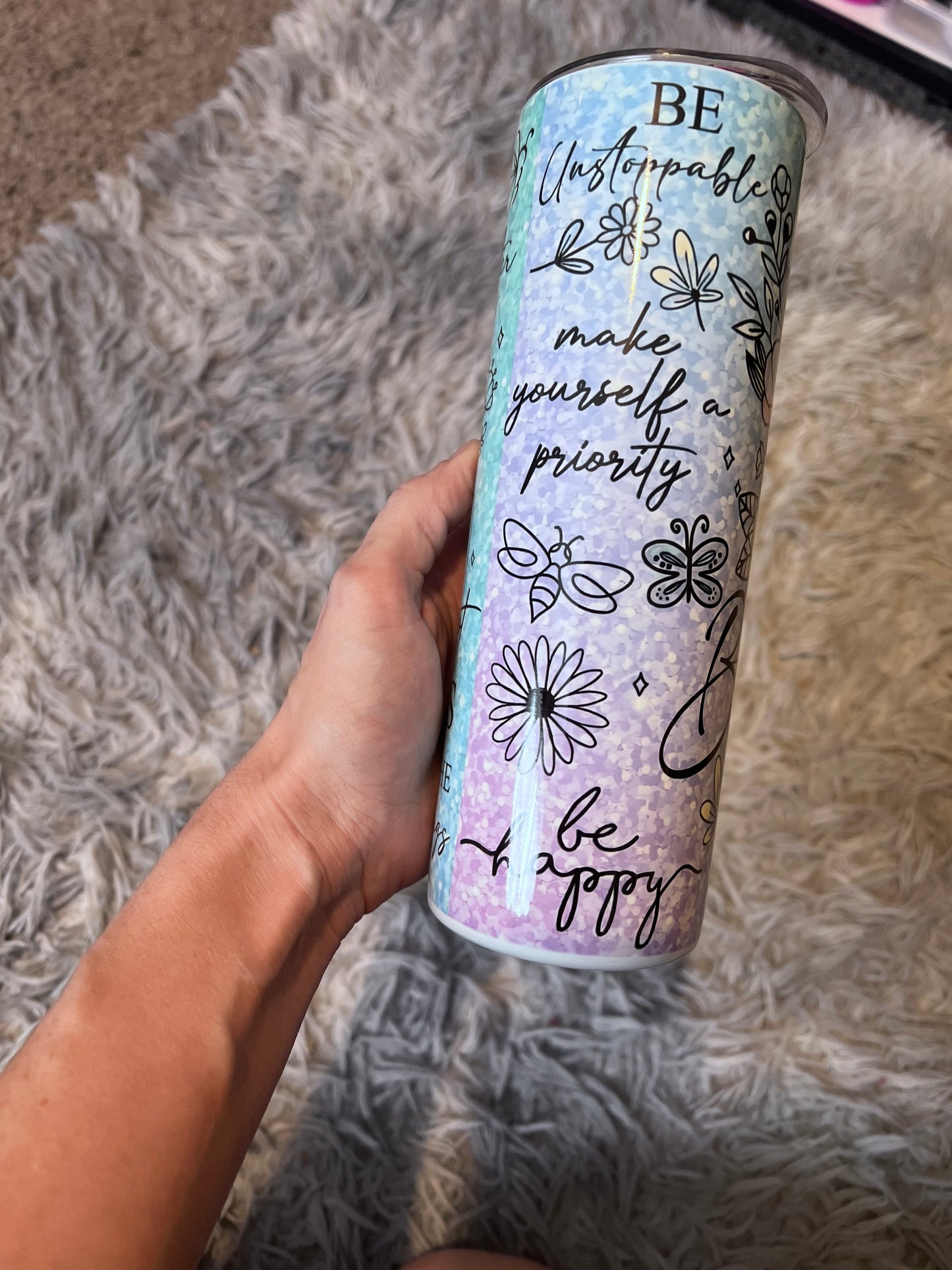 20oz “Just Breathe” Motivational themed stainless steel tumbler cup