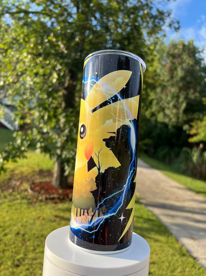 20oz Electric Pikachu Pokémon Tumbler featuring pokémon pikachu inspired artwork