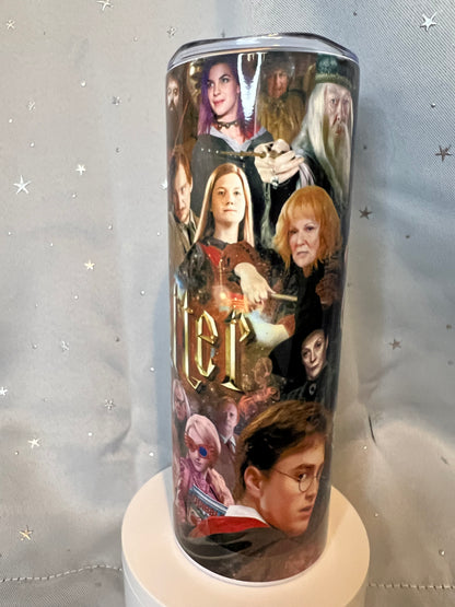 20oz Harry Potter Collage Tumbler featuring harry potter inspired artwork
