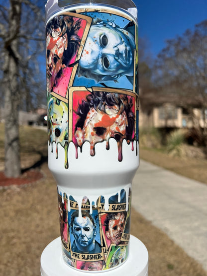 40oz Horror Tumbler | Horror Fan featuring horror fandom inspired artwork