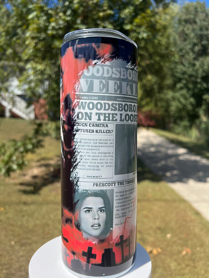 20oz Ghostface Woodsboro Tumbler | Scream featuring scream ghostface woodsboro inspired artwork