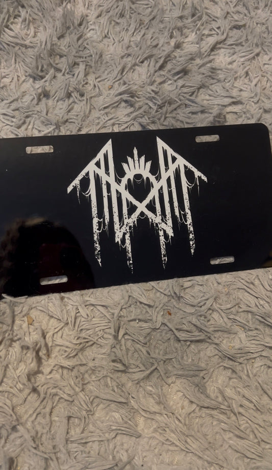 Sleep Token inspired Ritual sigil logo on a 12x6 black aluminum license plate.