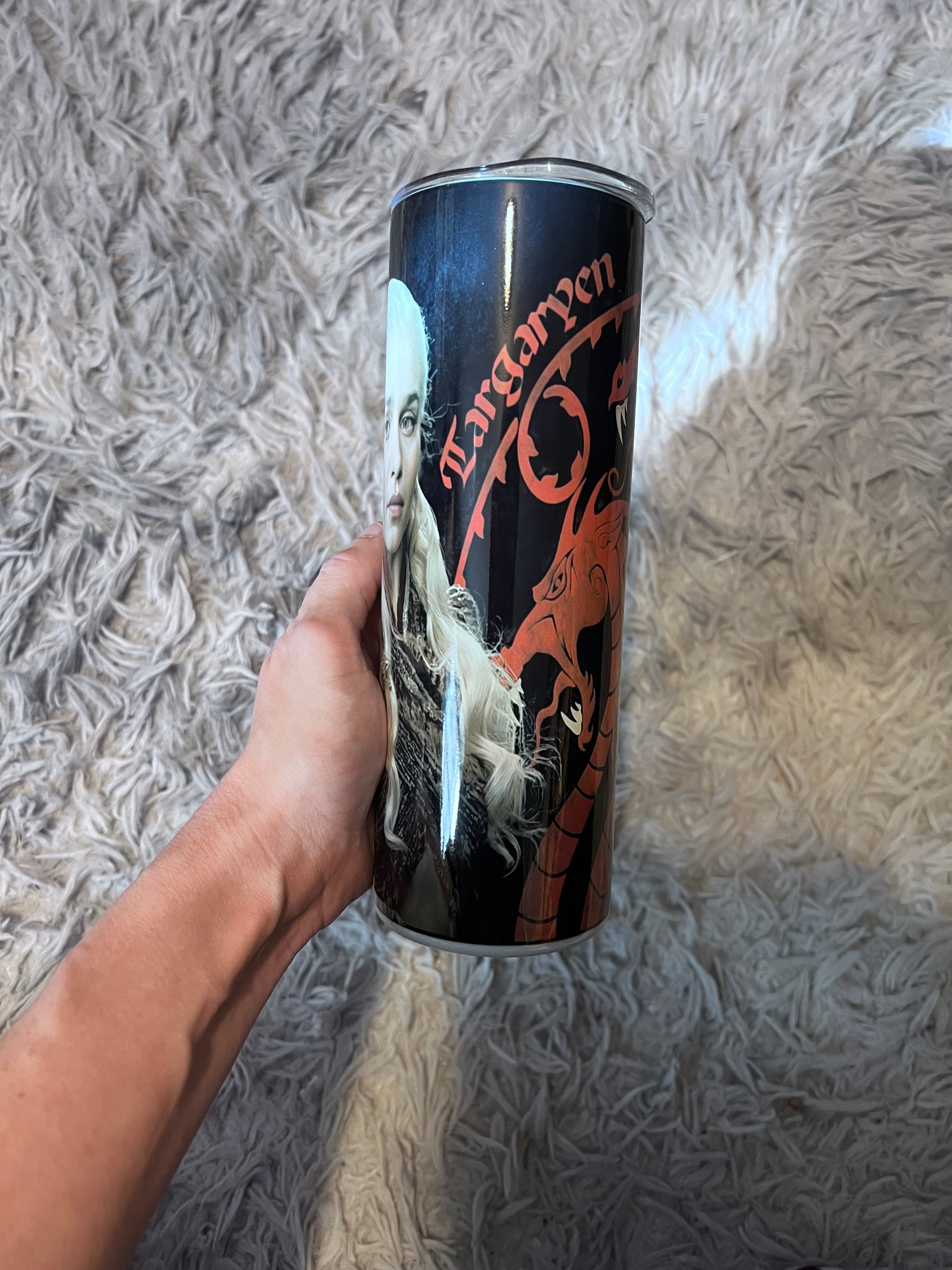 Mother of Dragons: Daenerys Targaryen 20oz Insulated Skinny Tumbler featuring the design artwork