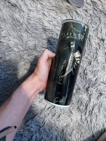 ST/ token-black and gold themed tumbler cup featuring the design artwork