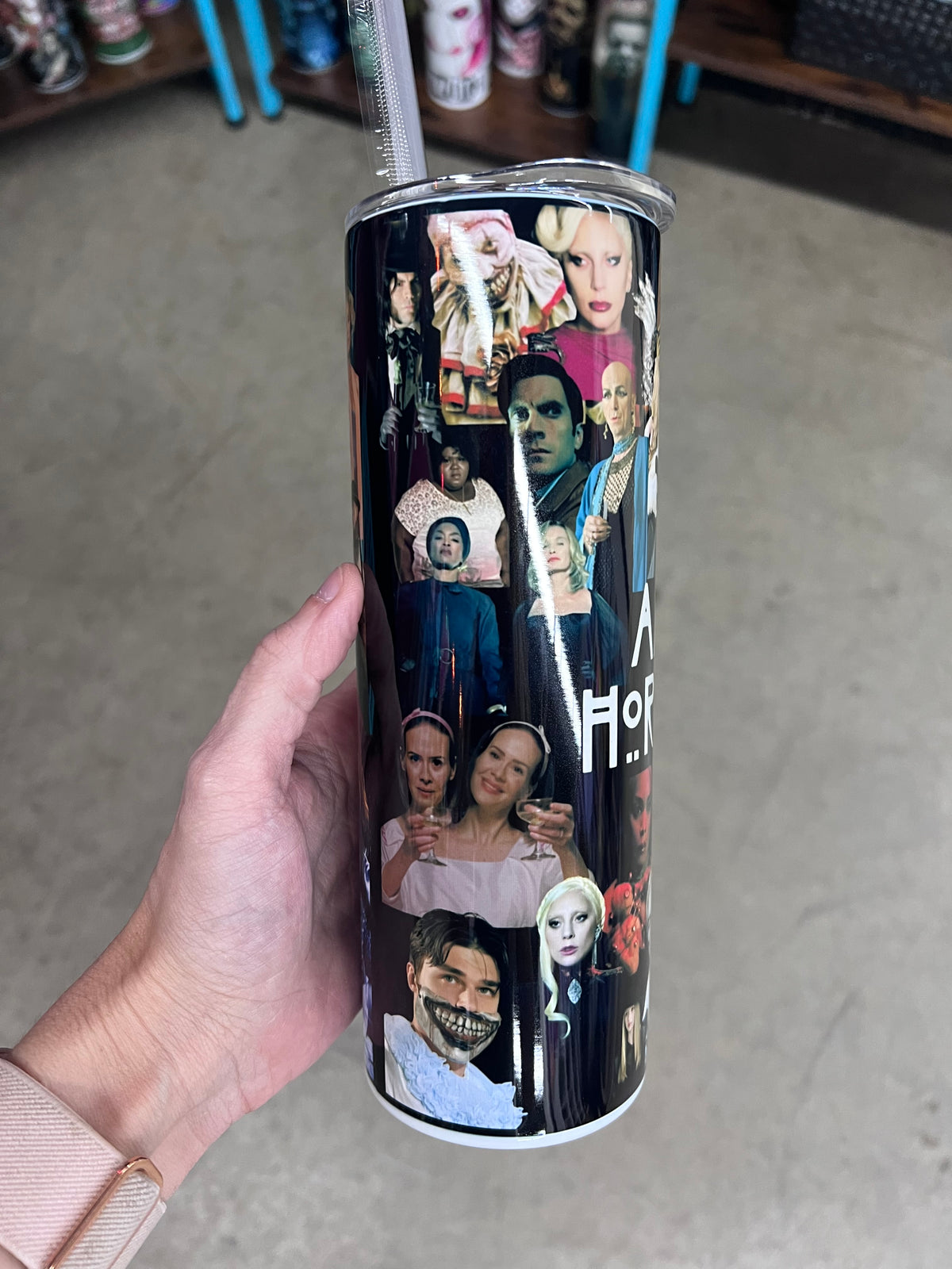 20oz Custom Tumbler | American Horror Story Character Collage | Horror TV Fandom Cup
