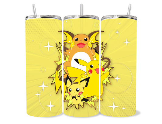 Pika evolution themed tumbler- bright colorful tumbler