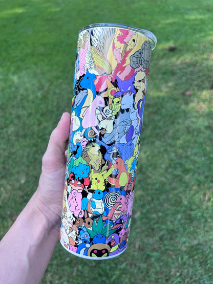 20oz Generation One Pokémon Collage Tumbler featuring pokémon generation one inspired artwork