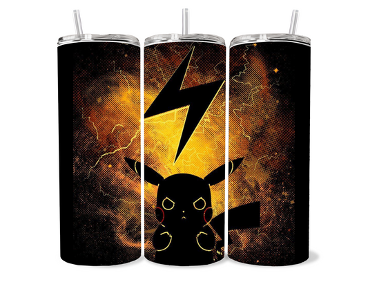 20 ounce black bolt Pika Pika themed tumbler