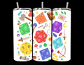D&D Dice Tumbler - Colorful Die Designs with Icons - Fun and Functional Drinkware for D&D Enthusiasts