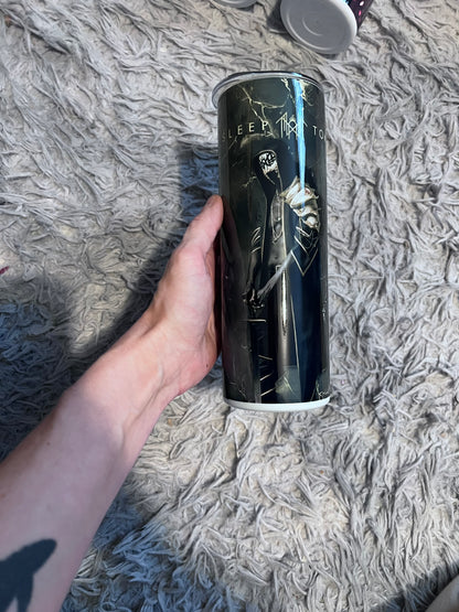 ST/ token-black and gold themed tumbler cup featuring the design artwork