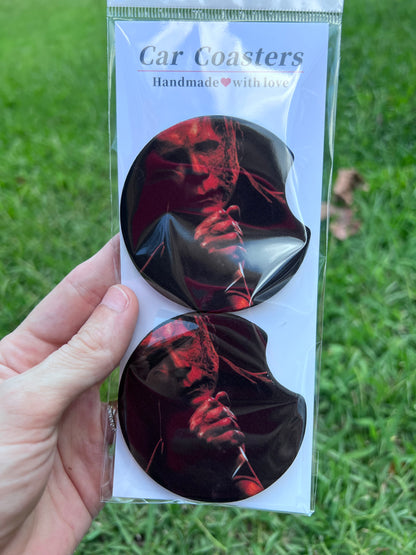 Michael Myers Halloween Neoprene Car Coasters featuring michael myers halloween horror inspired artwork
