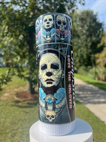 Horror Icons ChapStick Tumbler | Ghostface Jason Michael Myers featuring the themed design