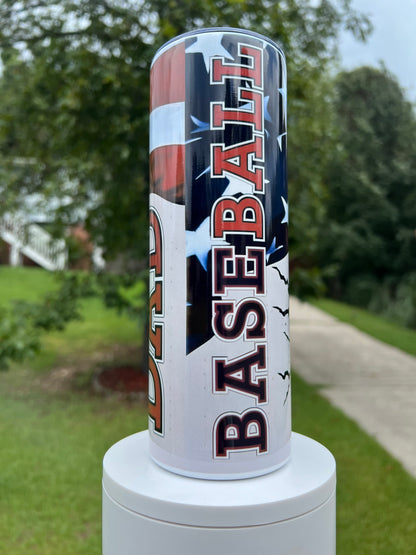 Baseball Dad Tumbler featuring the themed design