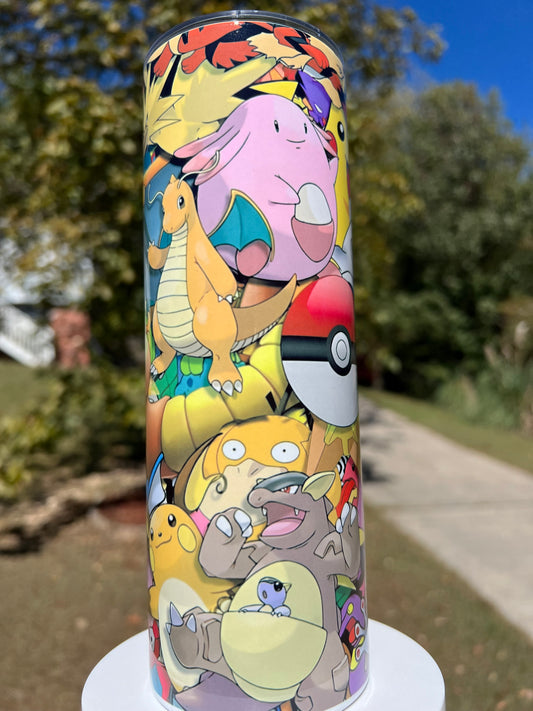 20oz Pokémon Collage Tumbler featuring pokémon collage inspired artwork