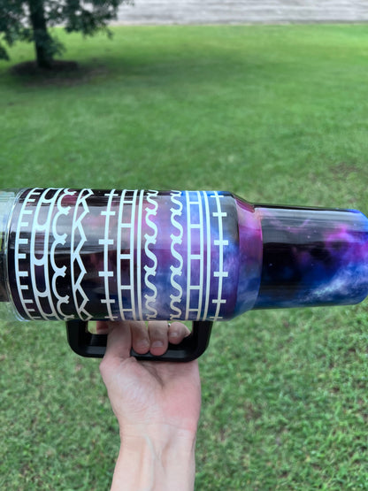 "F This " Galaxy Geometric Custom 40oz Handled Tumbler | Sarcastic Hidden Message Travel Mug