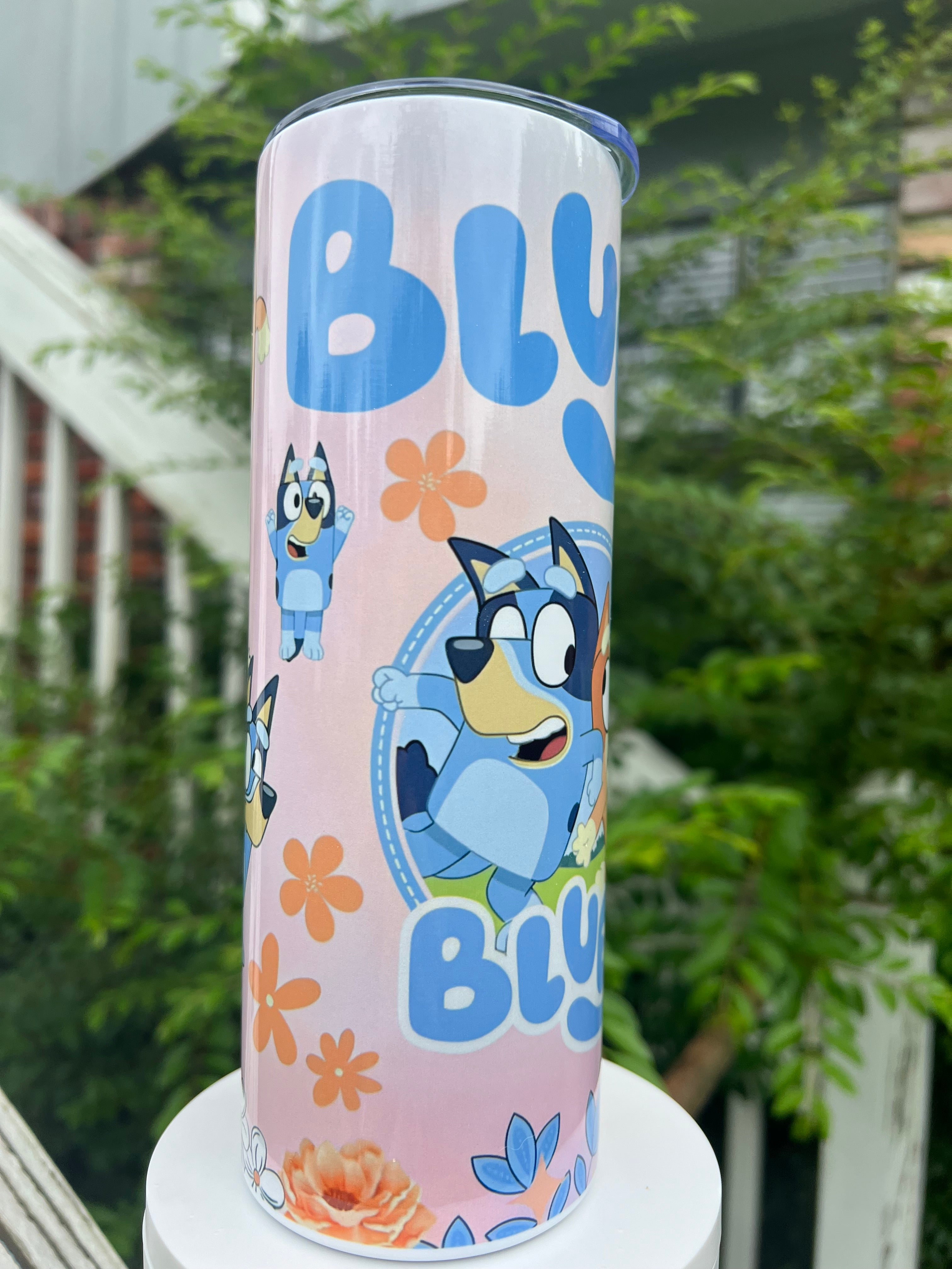 Cute blue cartoon dog cup with dad style design aesthetic tumbler