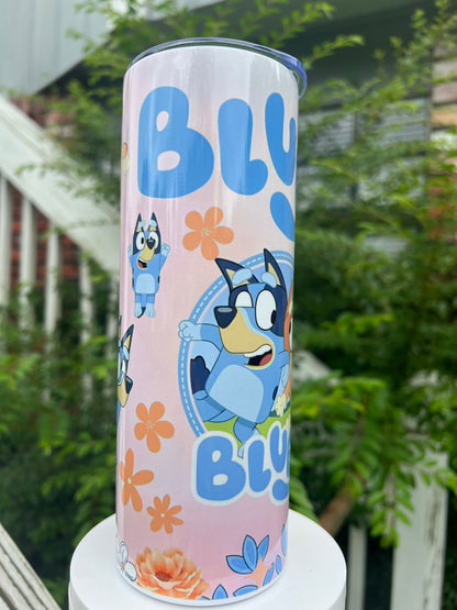 20oz Bluey Tumbler | Cute Cartoon Dog featuring bluey cartoon dog inspired artwork