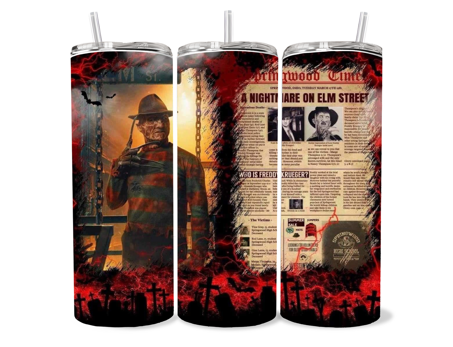 20 ounce Freddy Krueger tumbler