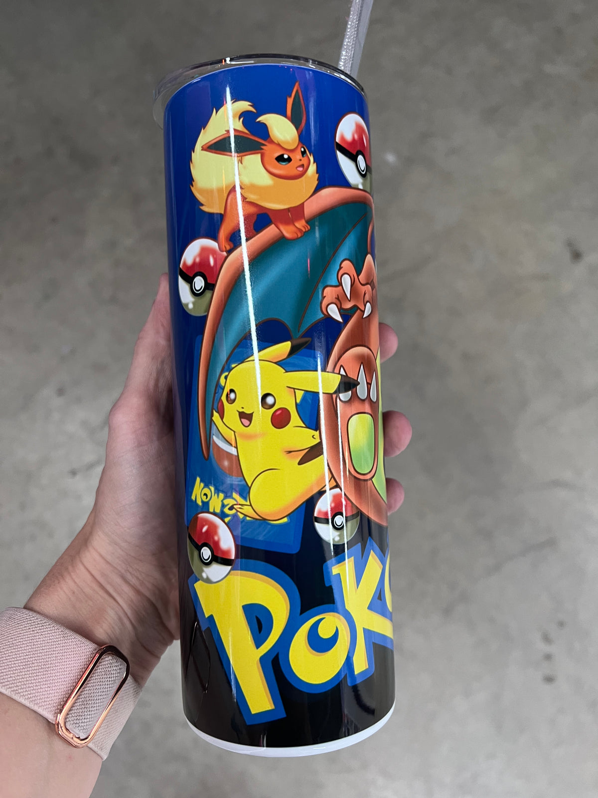 Pokemon Characters Collage Tumbler 20oz | Pikachu Charizard Rayquaza Stainless Steel Cup⁠