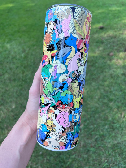 20oz Generation One Pokémon Collage Tumbler featuring pokémon generation one inspired artwork