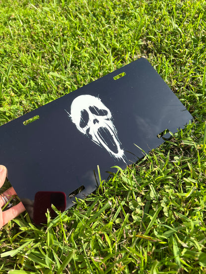 Ghostface Car Coaster & License Plate | Scream featuring ghostface scream car decor inspired artwork
