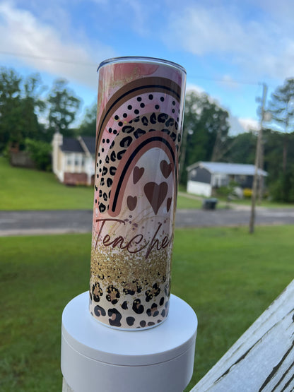 20oz Teacher Life Tumbler | Classroom Humor featuring teacher life inspired artwork