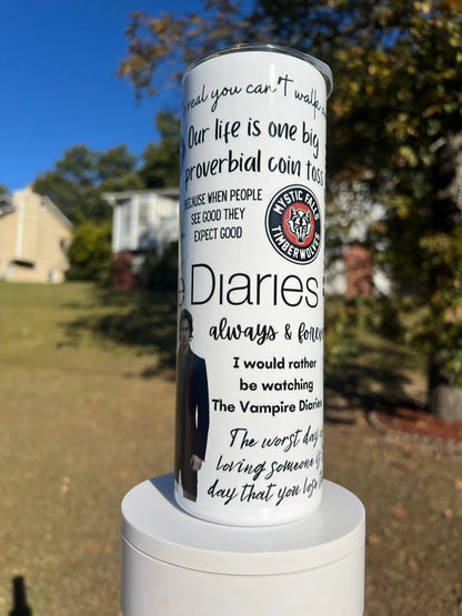 20oz The Vampire Diaries Tumbler | Damon & Stefan featuring the vampire diaries damon stefan inspired artwork