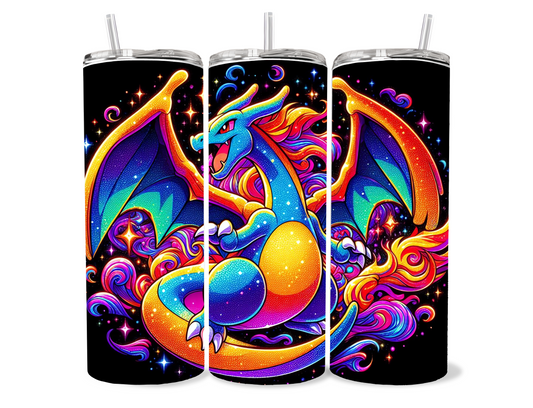 20oz Bright colored charizard style Dragon tumbler