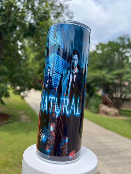 20oz Supernatural Dean & Sam Collage Tumbler featuring supernatural dean sam inspired artwork