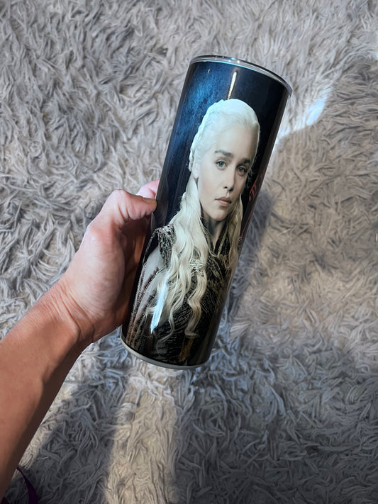 Mother of Dragons: Daenerys Targaryen 20oz Insulated Skinny Tumbler featuring the design artwork
