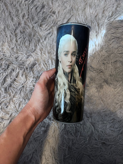 Mother of Dragons: Daenerys Targaryen 20oz Insulated Skinny Tumbler featuring the design artwork