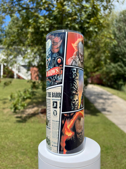 20oz Pennywise IT Movie Tumbler featuring the themed design