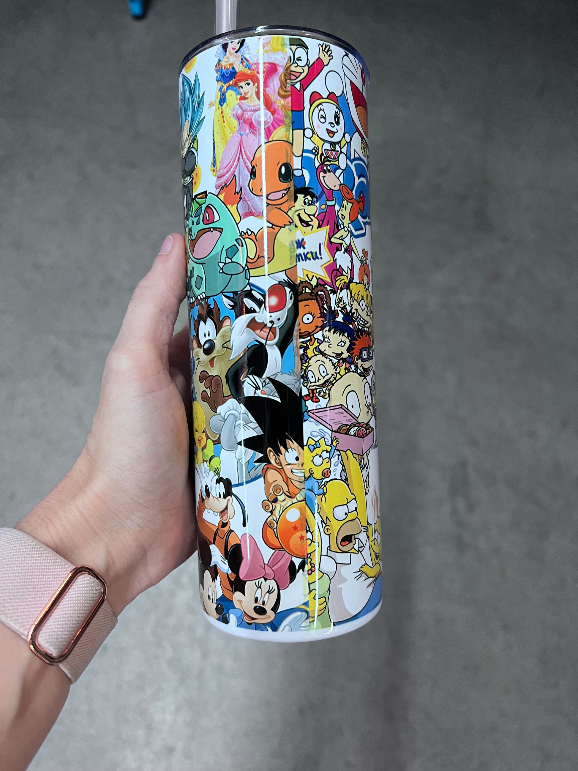 Colorful Cartoon Network nostalgia collage tumbler featuring retro cartoon and anime inspired characters